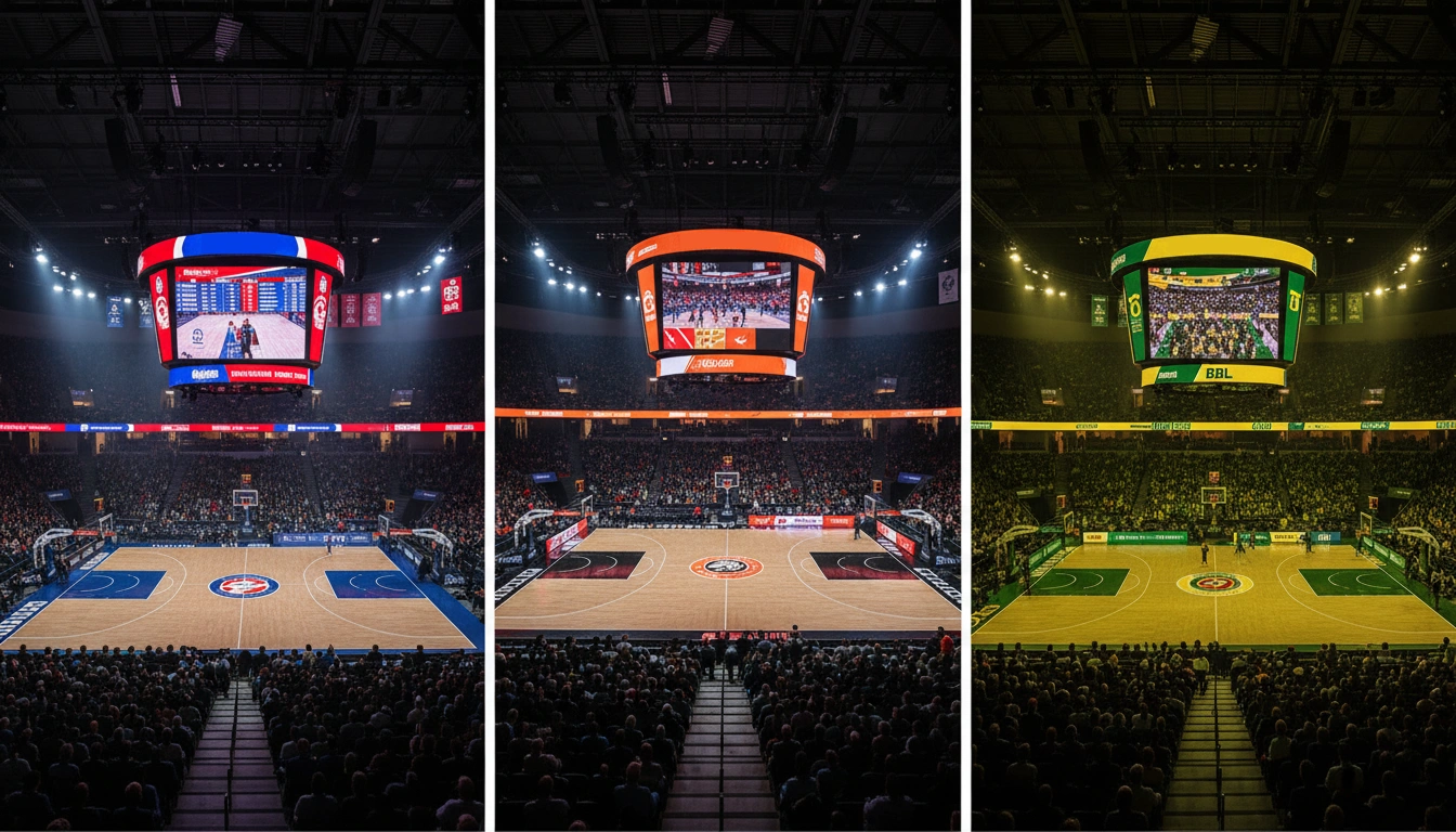 Drei Basketball-Arenen der NBA, EuroLeague und BBL mit unterschiedlicher Atmosphäre